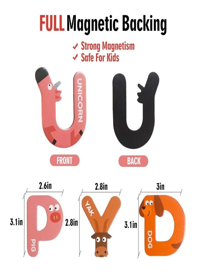 JCREN Jumbo Magnetic Letters Animals Alphabet Toys,Fridge Magnets Stick Large ABC Alphabet Uppercase Toy Set Preschool Learning Spelling Refrigerator Gift for 3 4 5 Year Old Toddler Kids Boys Girls - Image 3